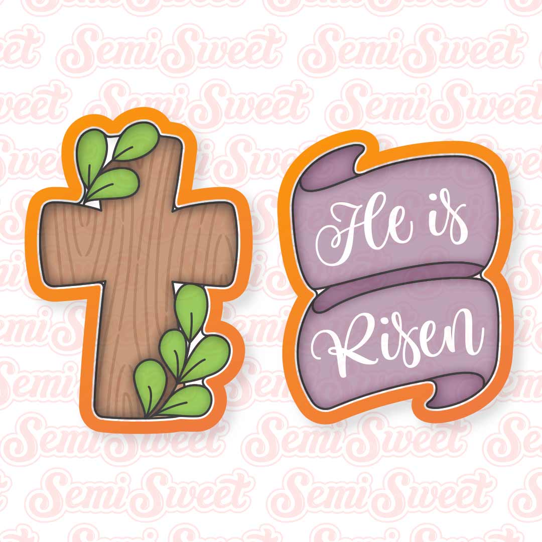 Cross and Ribbon Banner Cookie Cutter Set