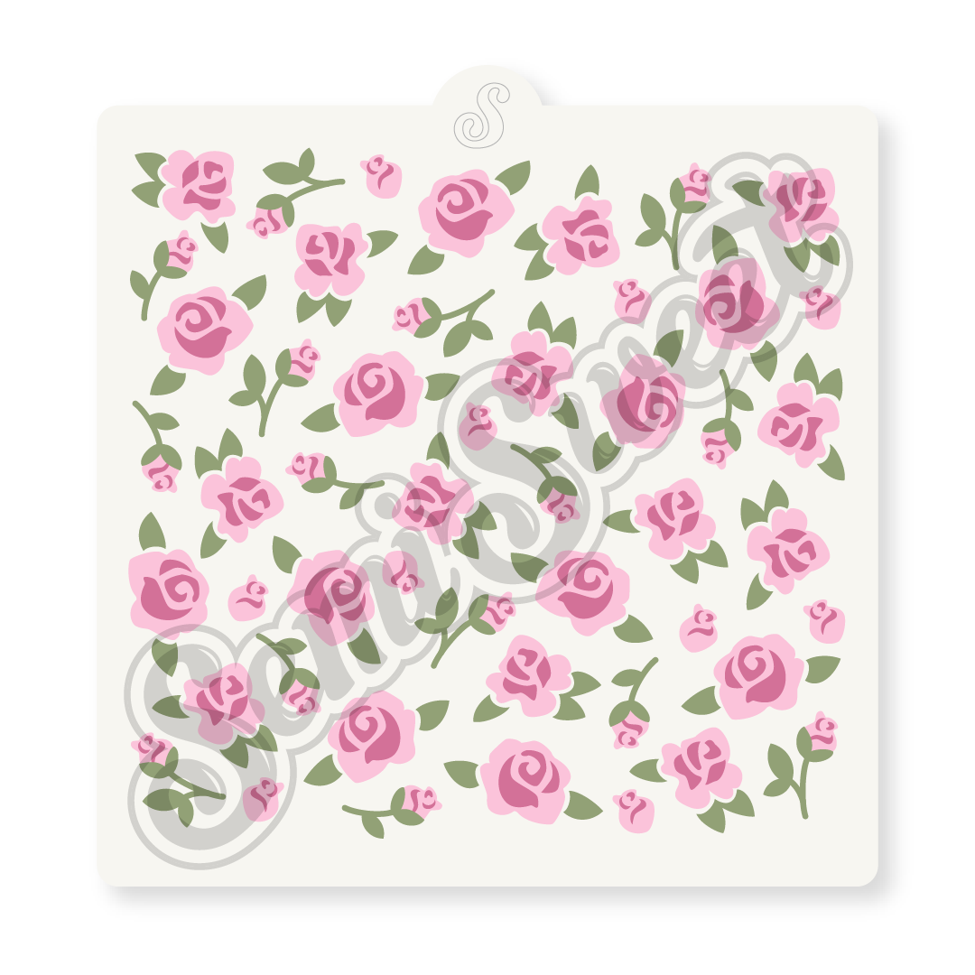 rose garden 3-piece stencil for cookies