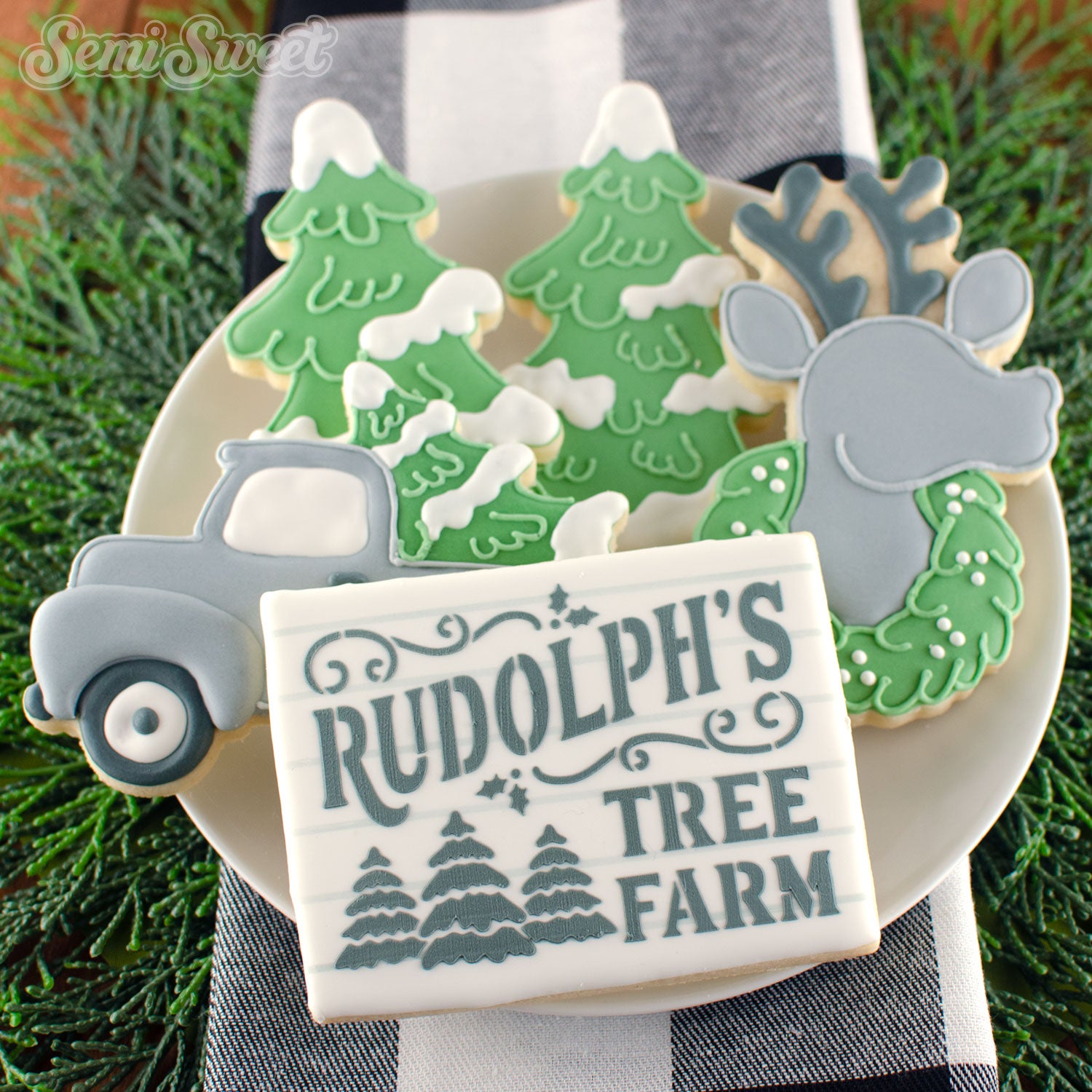 Rudolph's Tree Farm Cookie Stencil