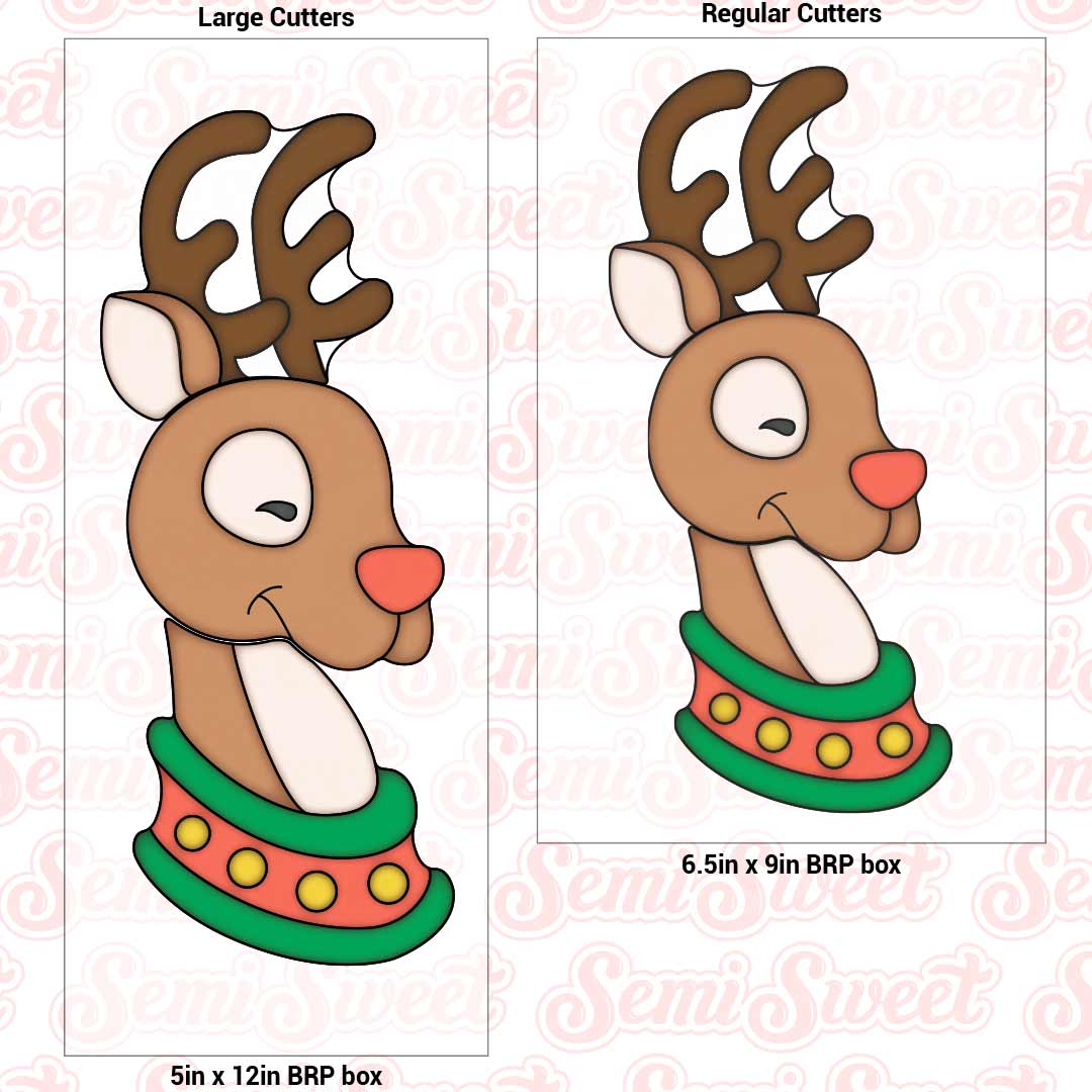 3-Piece Reindeer Head Cookie Cutter Set | Semi Sweet Designs