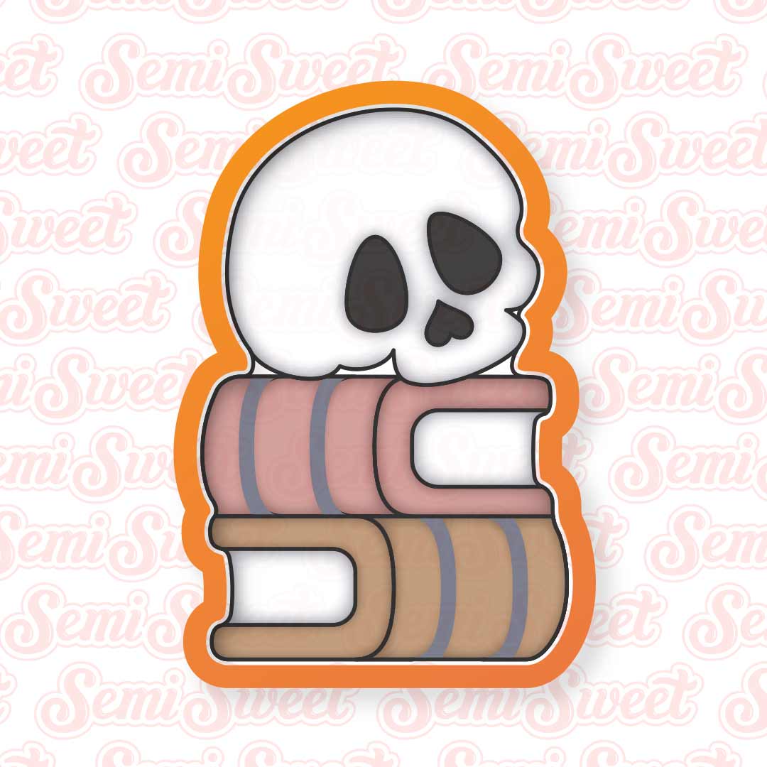 Skull on Books Cookie Cutter