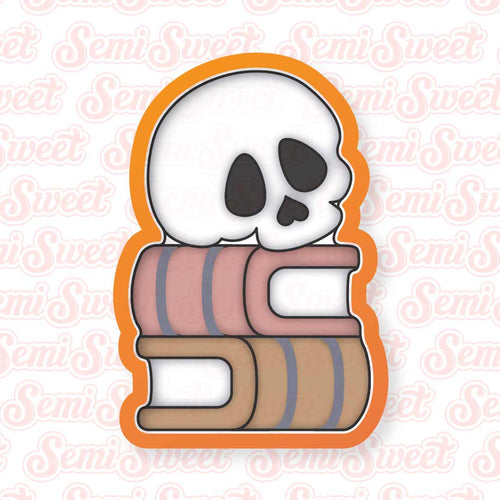 Skull on Books Cookie Cutter