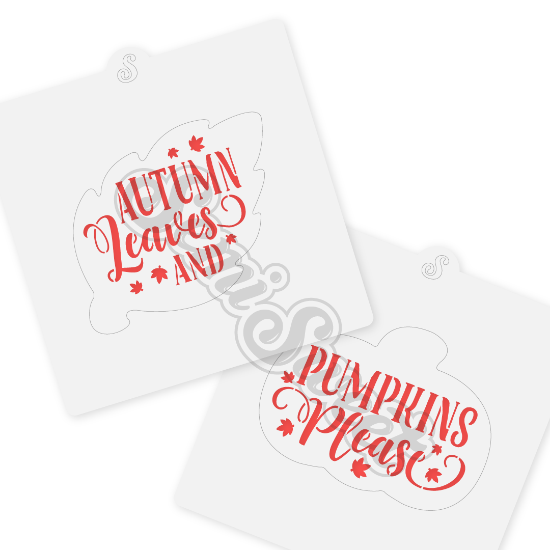 Autumn Leaves & Pumpkins Please Stencil Set | Semi Sweet Designs