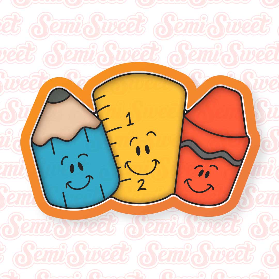 School Supplies Cookie Cutter | Semi Sweet Designs