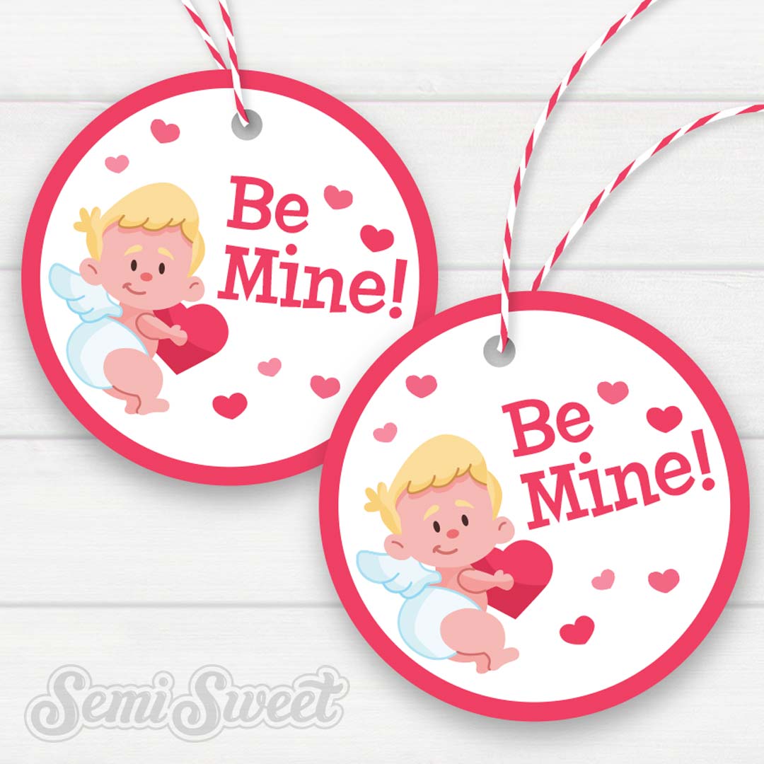 Cupid Be Mine - Instant Download Printable 2" Circle Tag