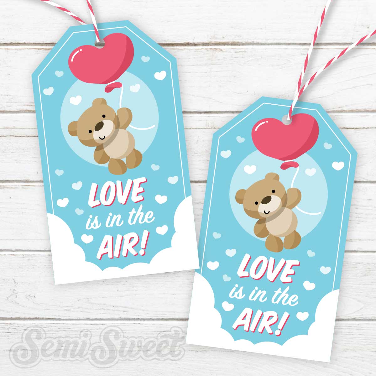 Teddy Bear Love is in the Air - Instant Download Printable Tag