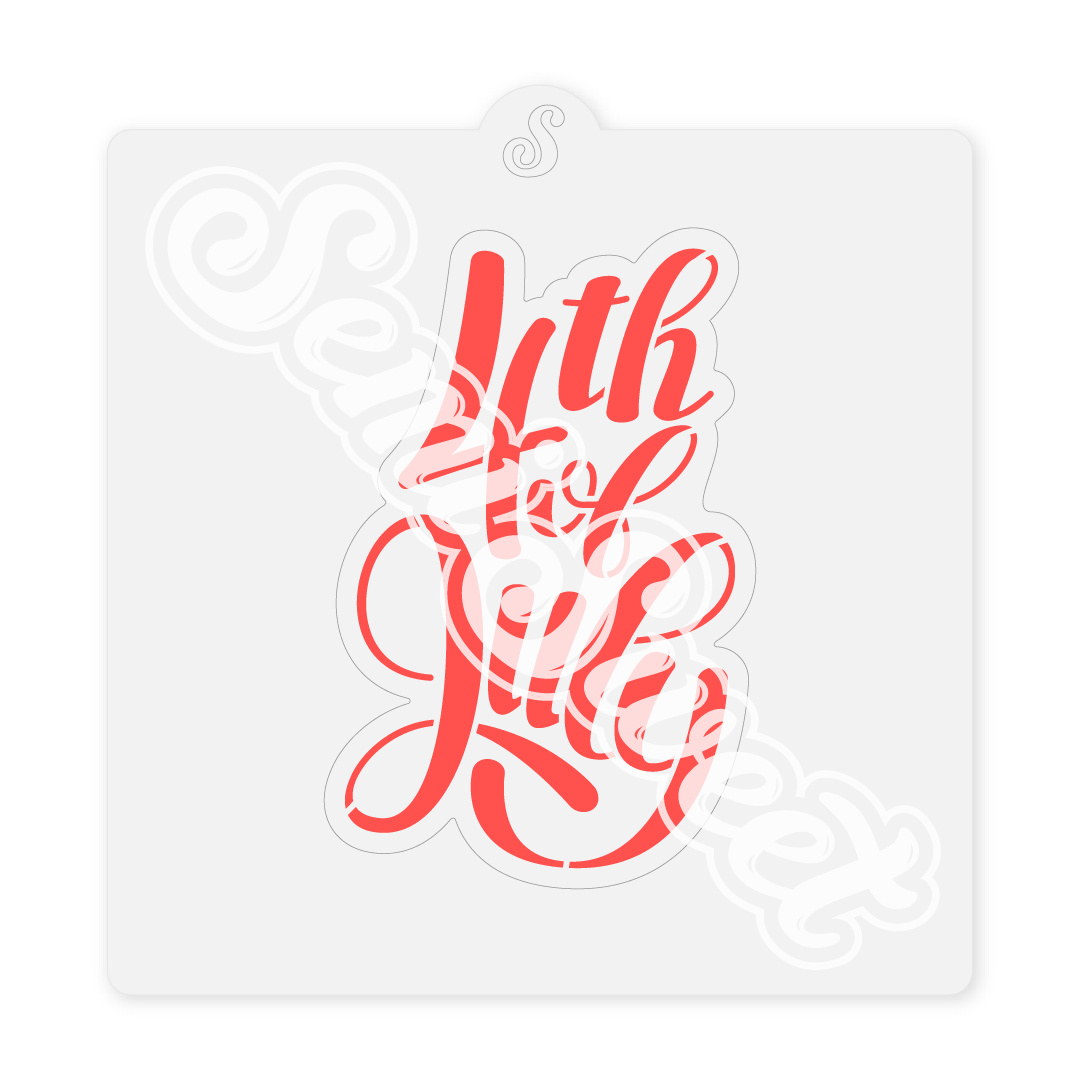 Thin 4th of July Script Stencil