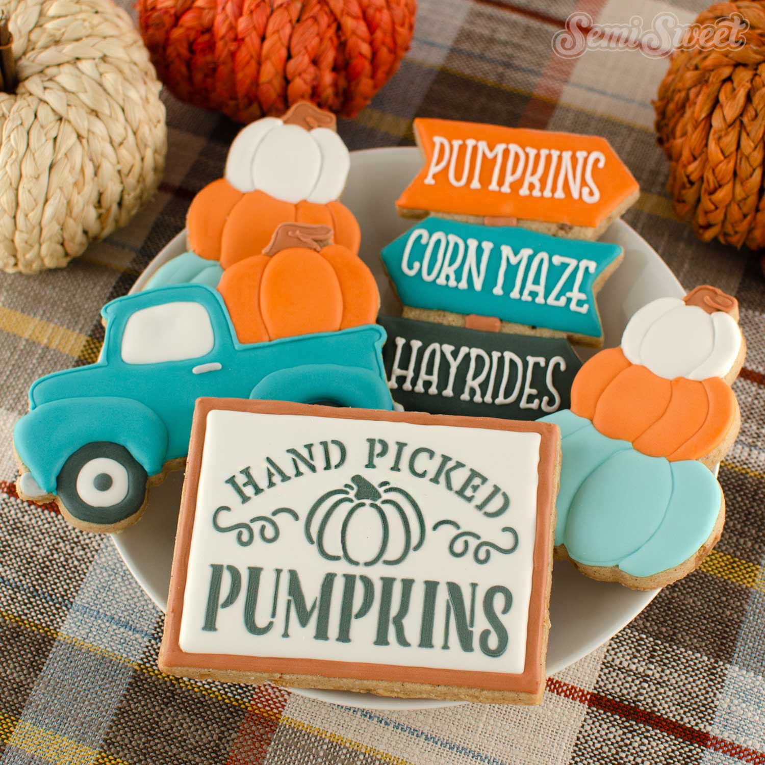 pumpkin farm sign stencil and cookie