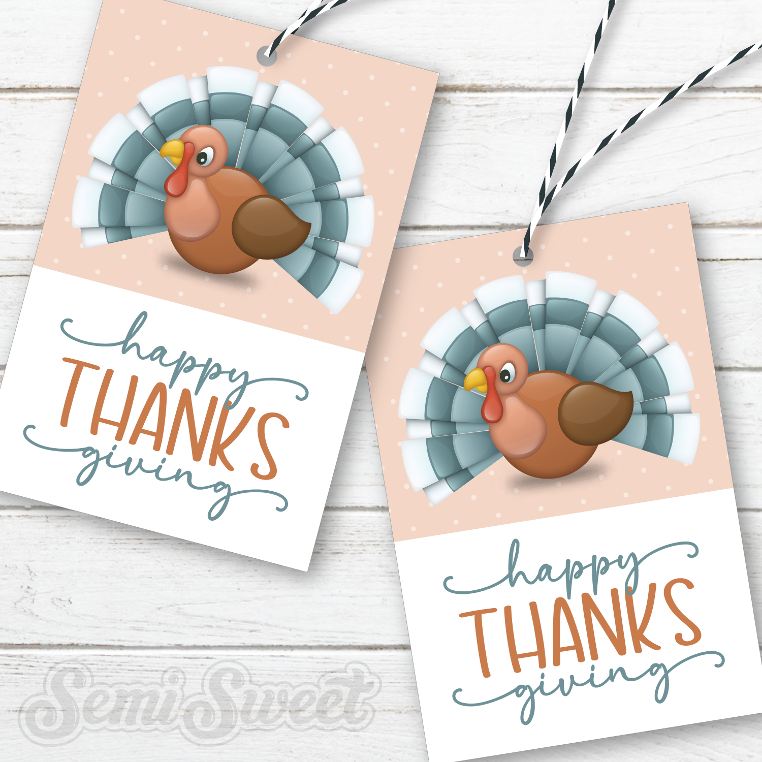 Happy Thanksgiving Turkey Platter - Instant Download Printable E-Tag
