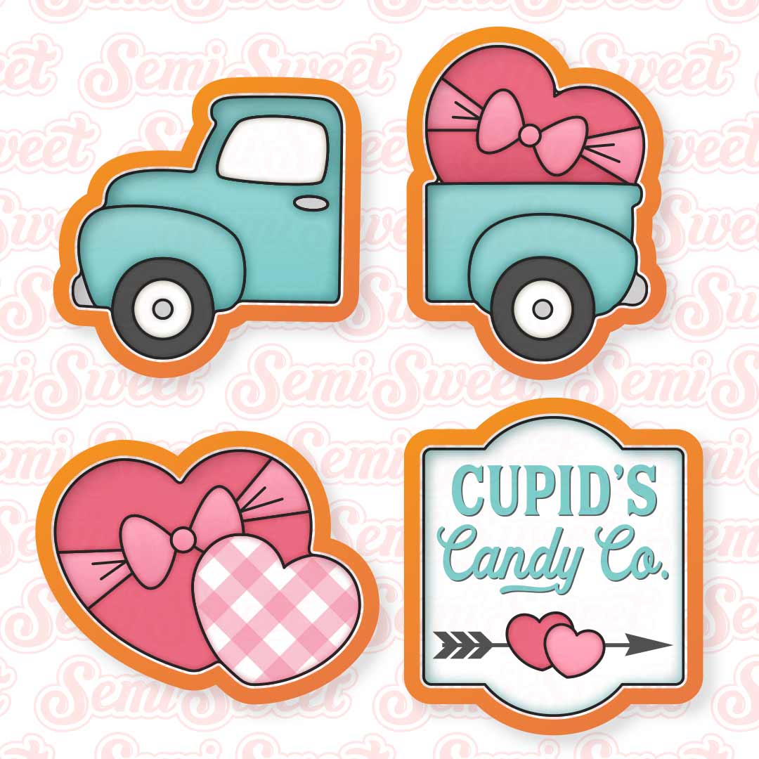 Valentine Farm Truck Cookie Cutter Set