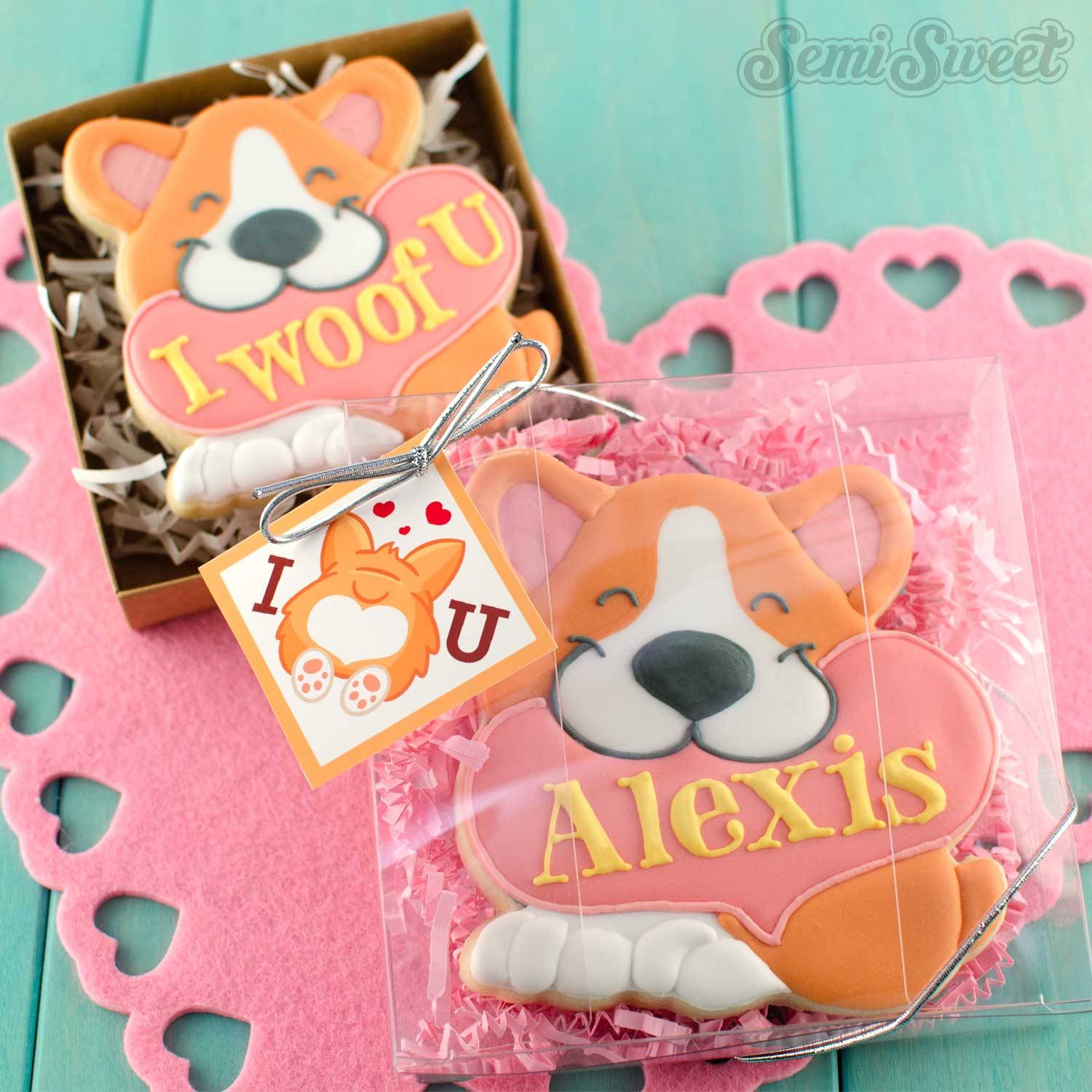 Corgi I Heart U - Instant Download Printable 2" Square Tag