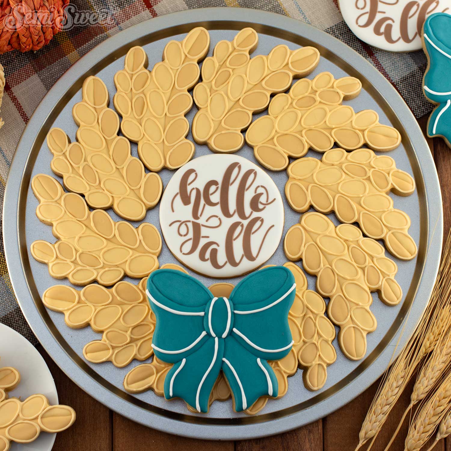Wheat Wreath Cookie Platter Set