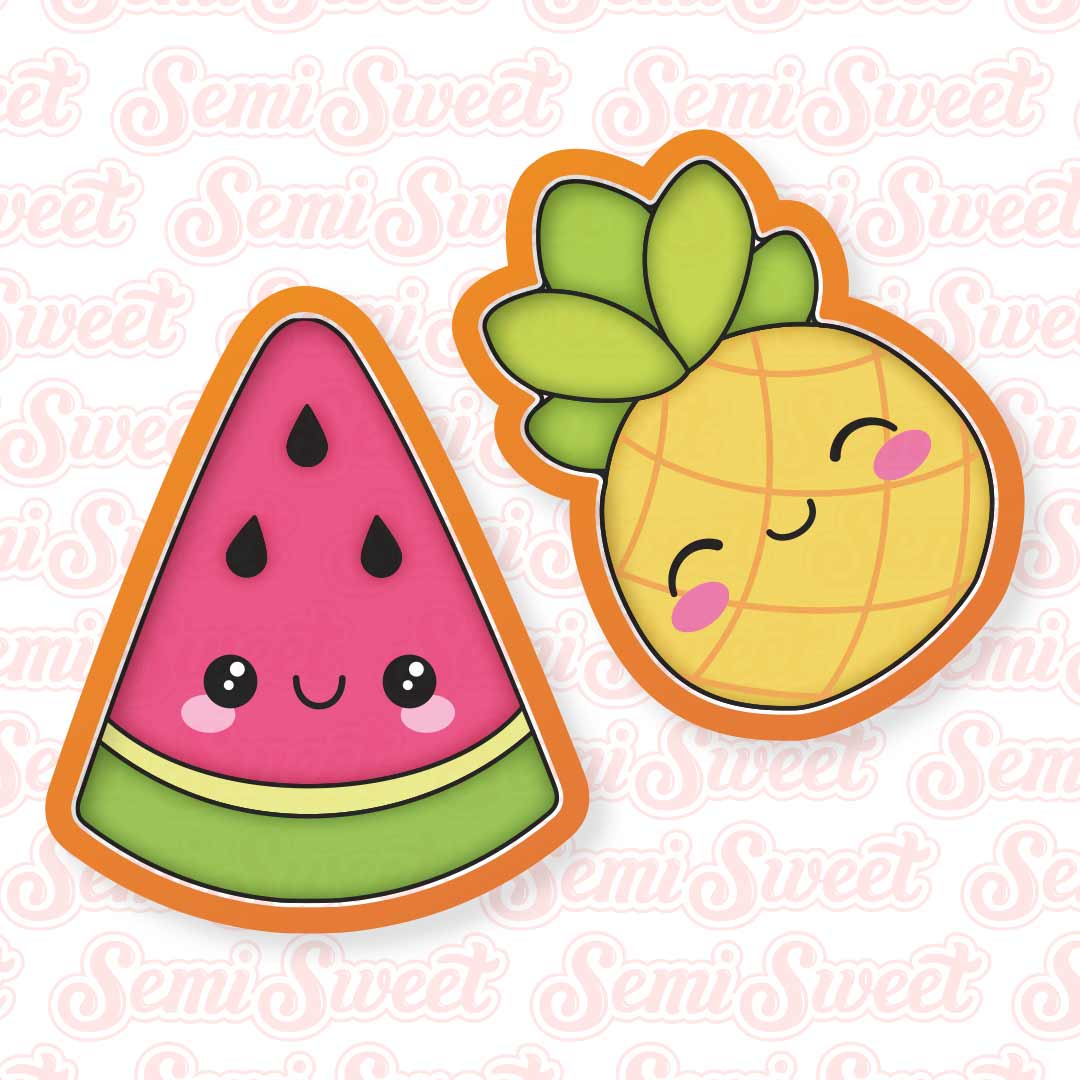 Watermelon Pineapple Fruit Cookie Platter Set