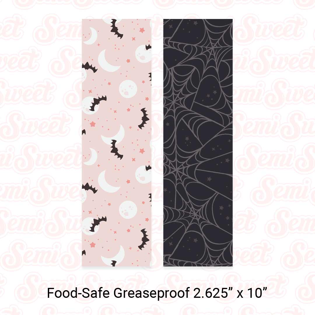 Bat Moons & Spiderwebs - Food-Safe Greaseproof Cookie Card Backers - 2.625" x 10"