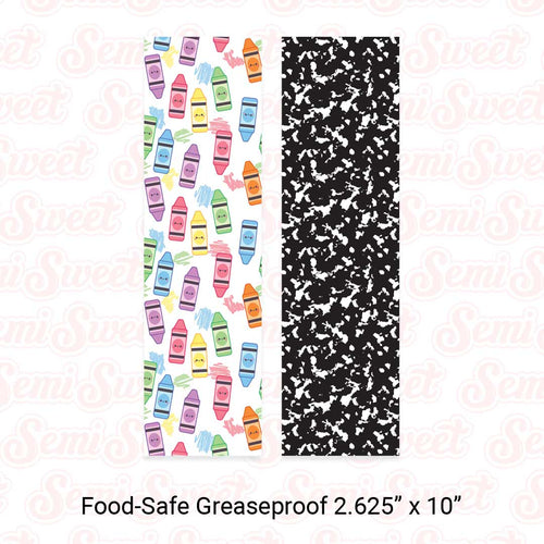Composition Book & Crayons - Food-Safe Greaseproof Cookie Card Backers - 2.625