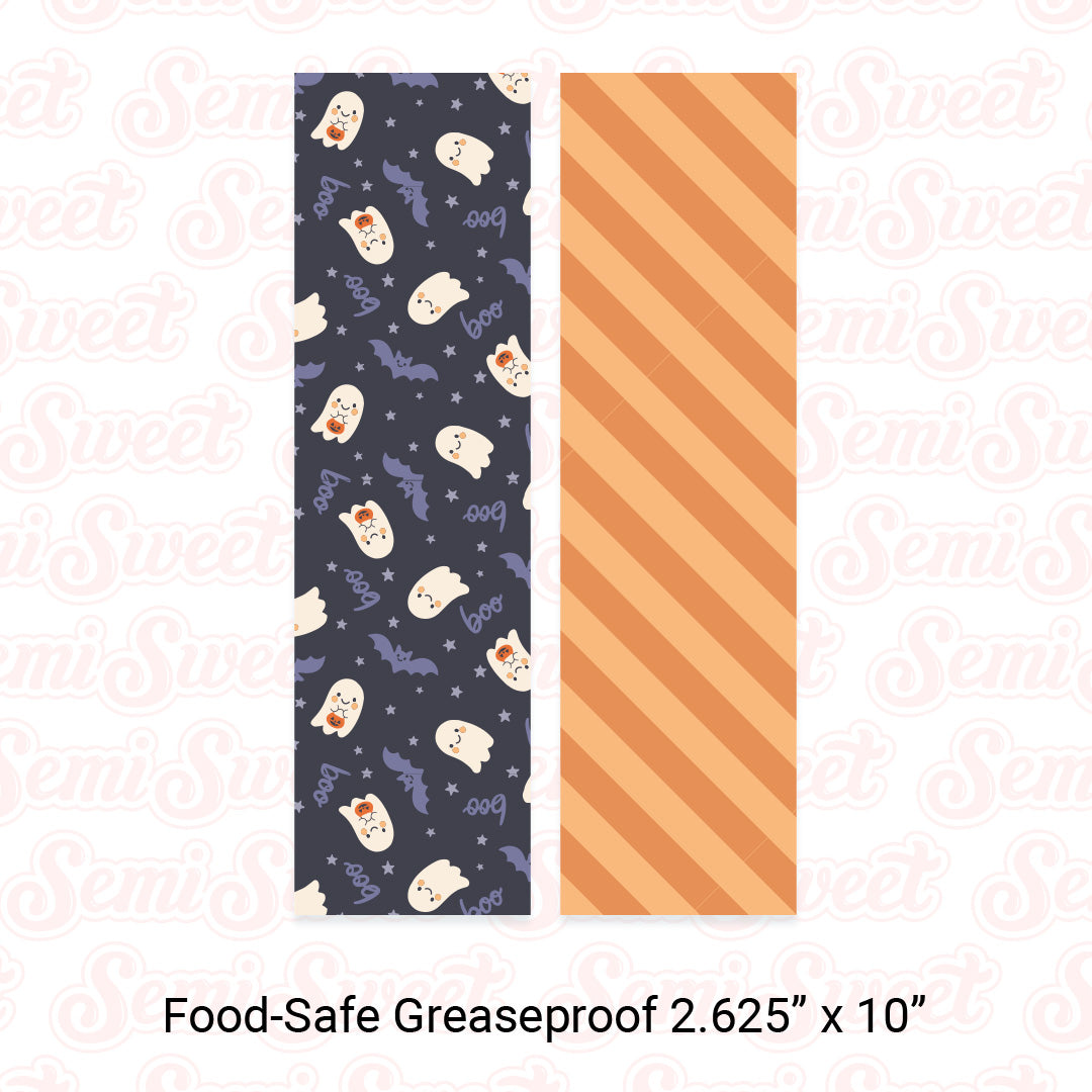 Boo Bats Ghosts & Stripes - Food-Safe Greaseproof Cookie Card Backers - 2.625" x 10"