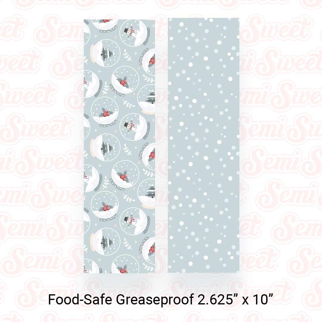 Snow Globes & Falling Snow - Food-Safe Greaseproof Cookie Card Backers - 2.625" x 10"