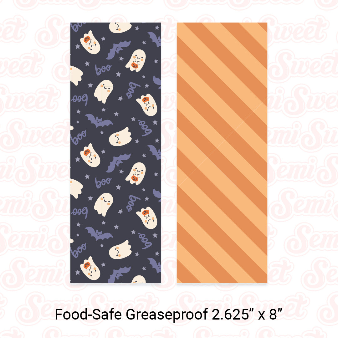 Boo Bats Ghosts & Stripes - Food-Safe Greaseproof Cookie Card Backers - 2.625" x 8"
