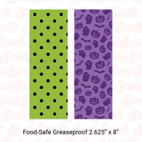 Purple Halloween & Green Dots - Food-Safe Greaseproof Cookie Card Backers - 2.625