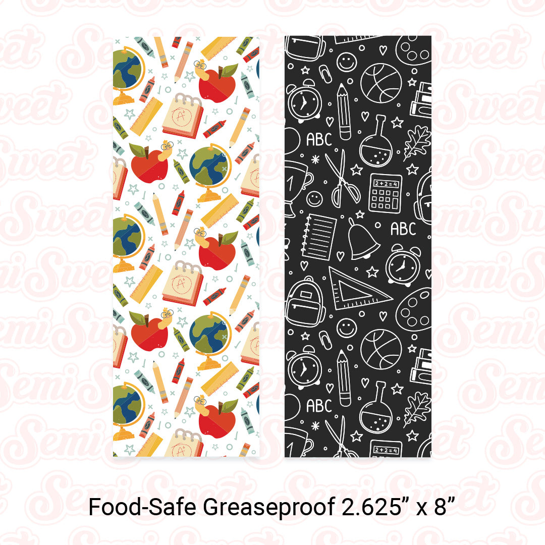 School Supplies - Food-Safe Greaseproof Cookie Card Backers - 2.625" x 8"