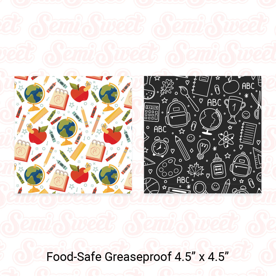 School Supplies - Food-Safe Greaseproof Cookie Card Backers - 4.5" x 4.5"