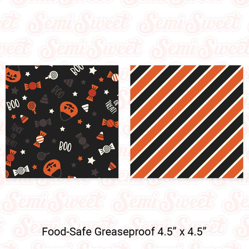 Trick-or-Treat & Vintage Stripes - Food-Safe Greaseproof Cookie Card Backers - 4.5