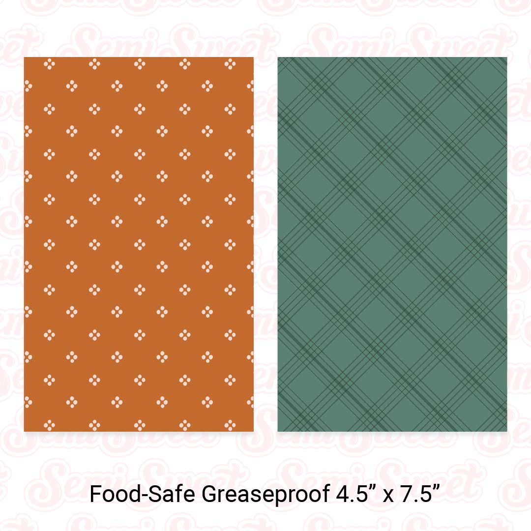 Fall Dots & Plaid Stripes - Food-Safe Greaseproof Cookie Card Backers - 4.5" x 7.5"