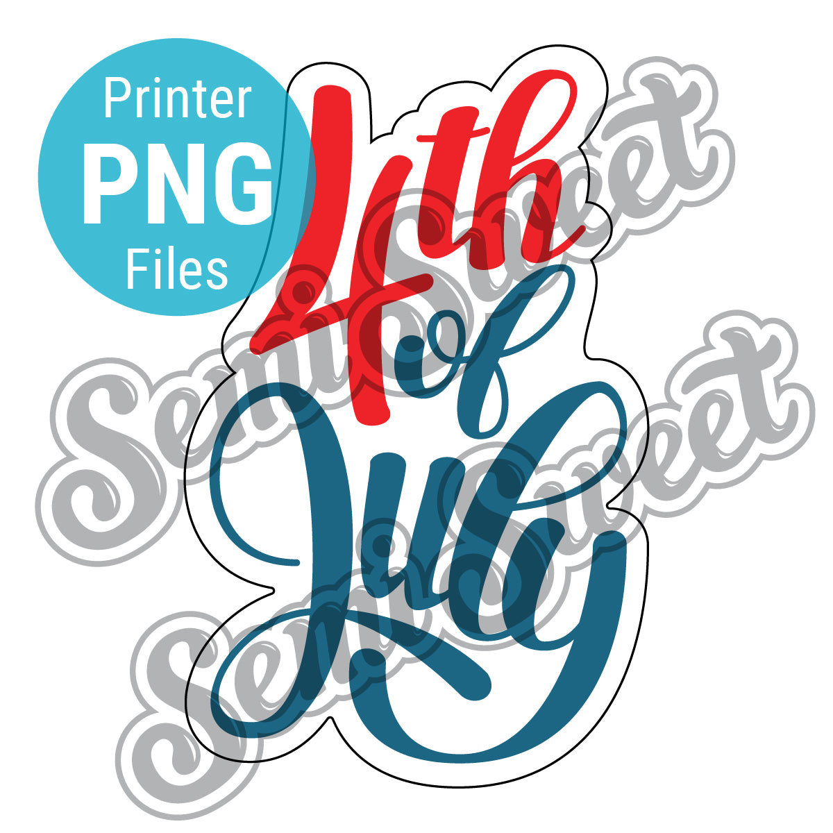 a thin 4th of July script design by Semi Sweet Designs