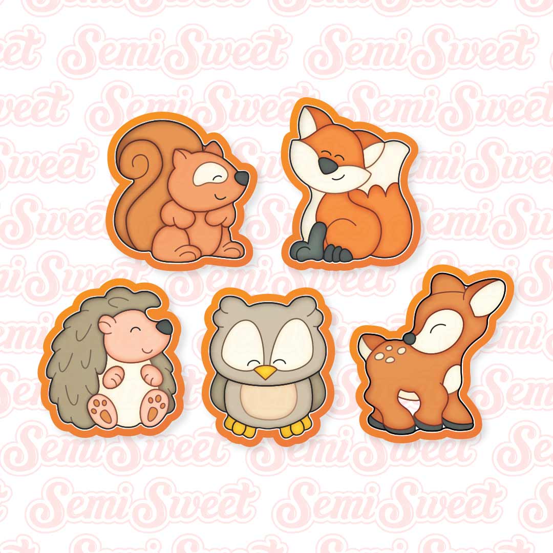 5-Pc Woodland Animal Cookie Cutter Set | Semi Sweet Designs