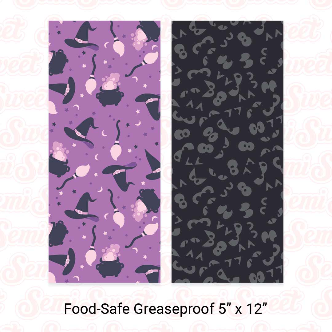 Witch & Spooky Eyes - Food-Safe Greaseproof Cookie Card Backers - 5" x 12"
