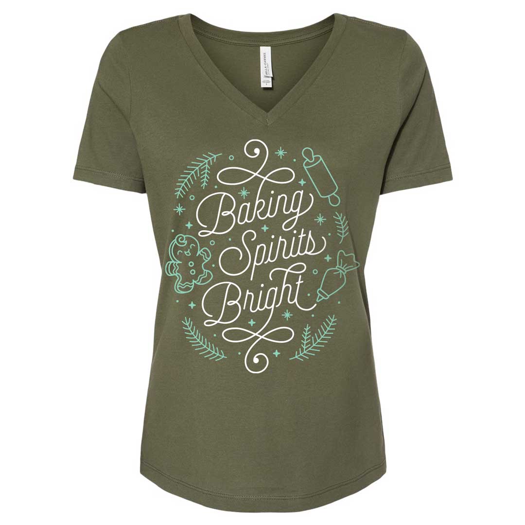 Baking Spirits Bright Ladies V-Neck T-Shirt