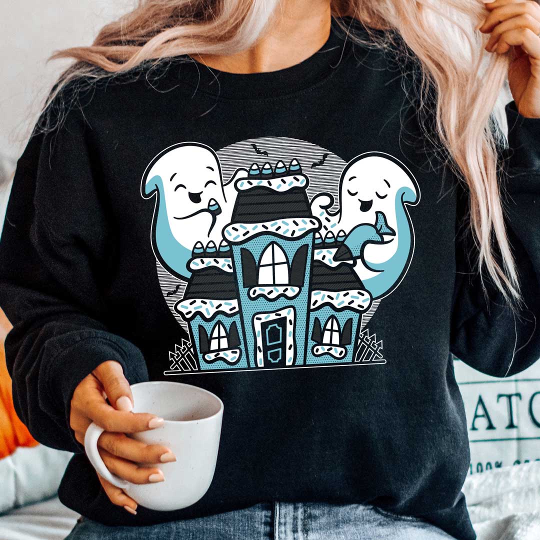 Ghost Gingerbread House Blue-Ink Unisex Sweatshirt