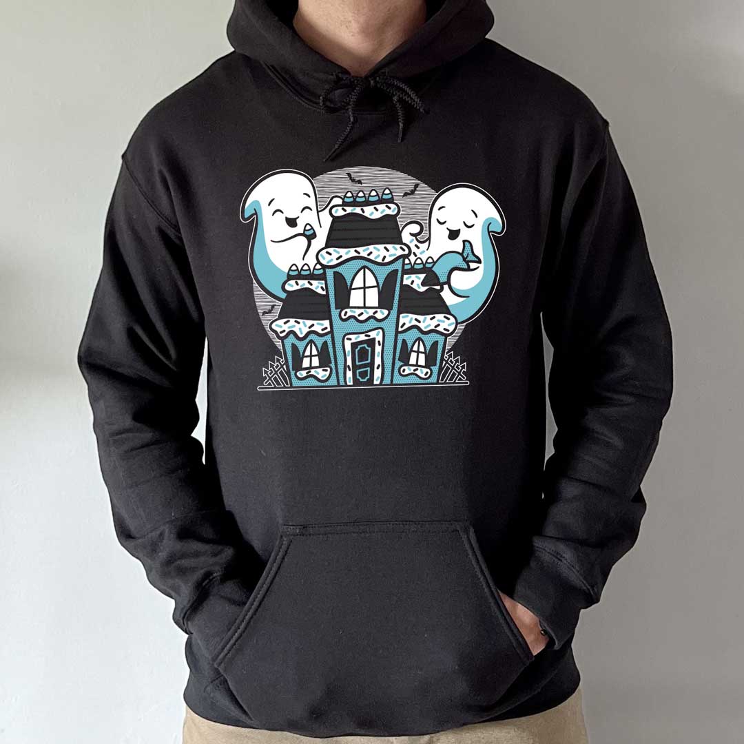 Ghost Gingerbread House Blue-Ink Unisex Hoodie