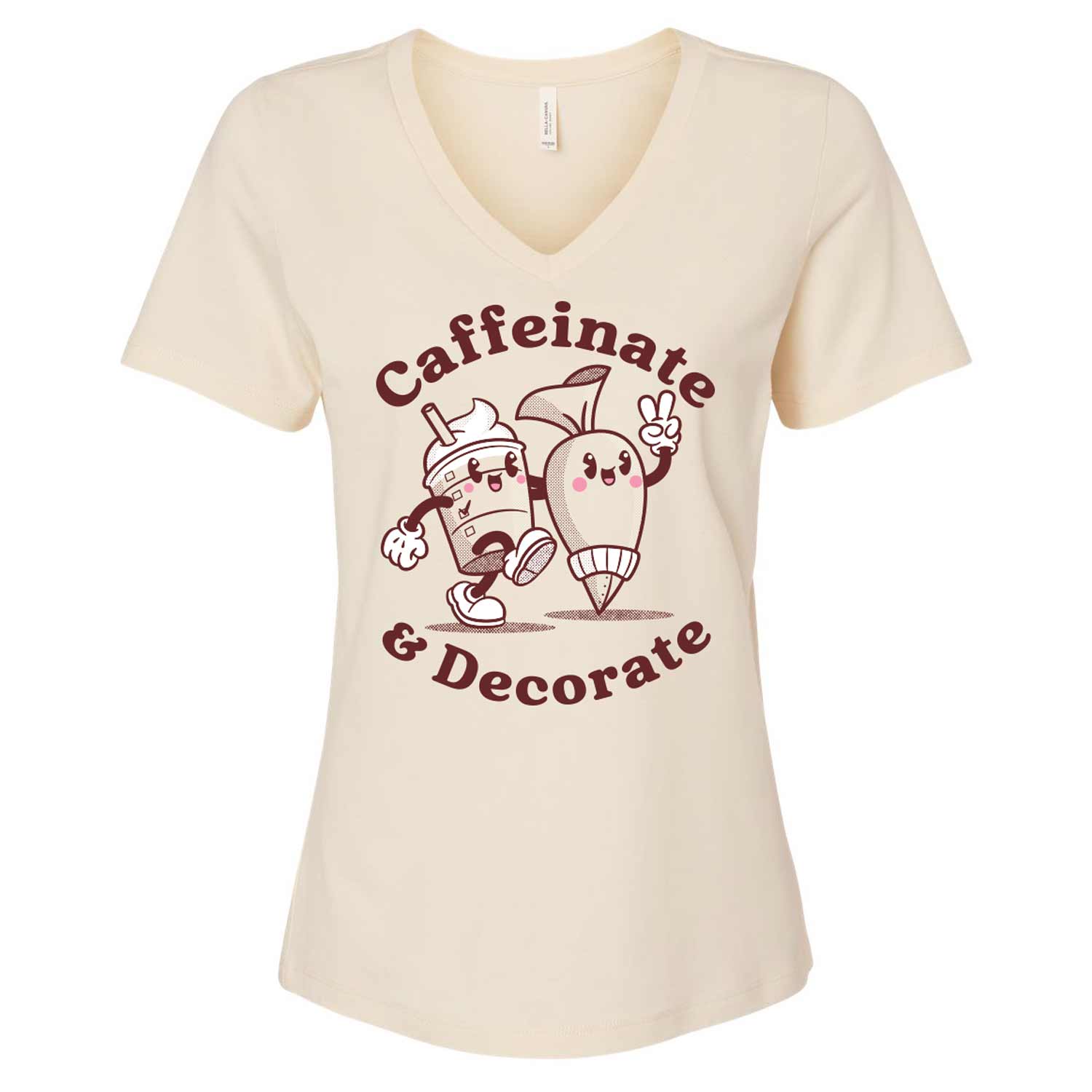 Caffeinate & Decorate Ladies V-Neck T-Shirt