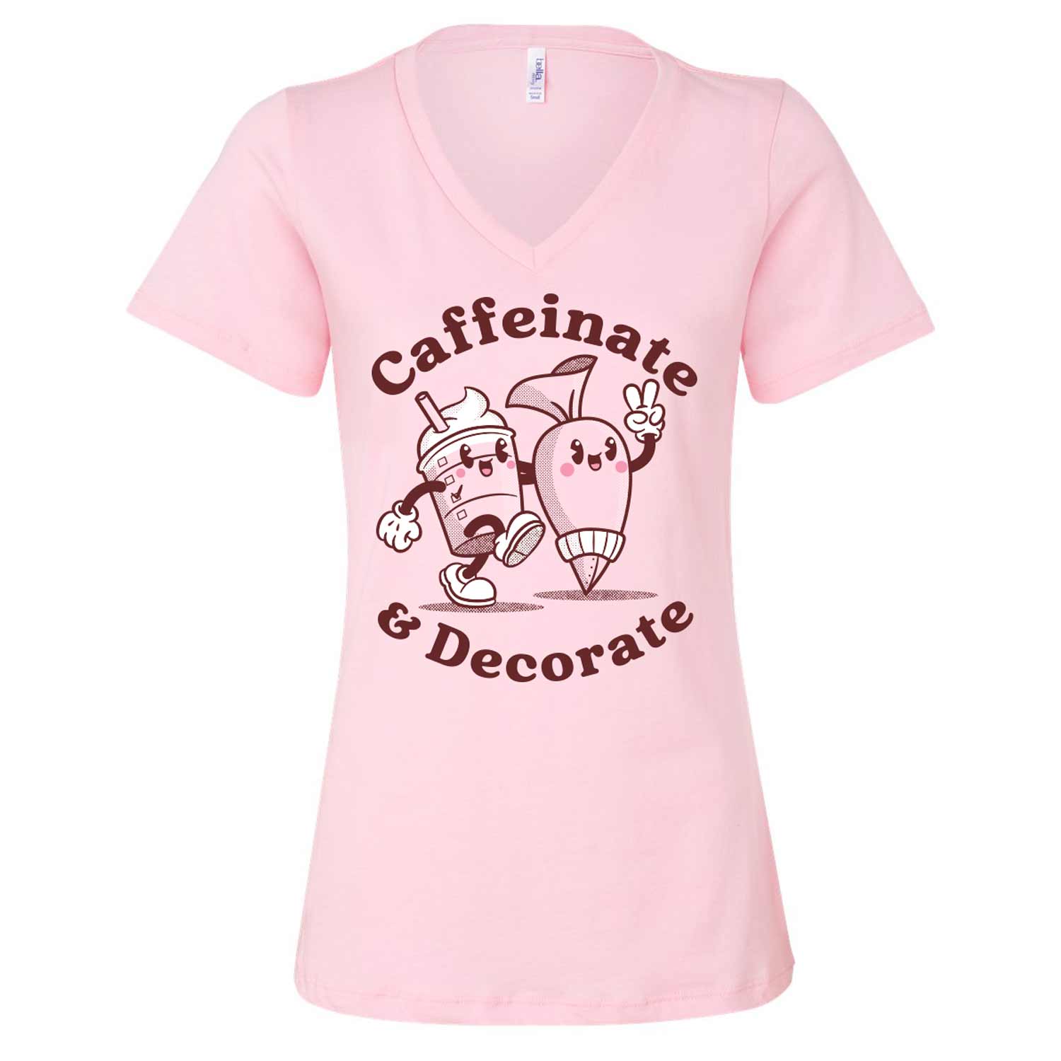 Caffeinate & Decorate Pink Ladies V-Neck | Semi Sweet Designs