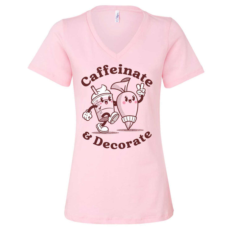 Caffeinate & Decorate Pink Ladies V-Neck | Semi Sweet Designs
