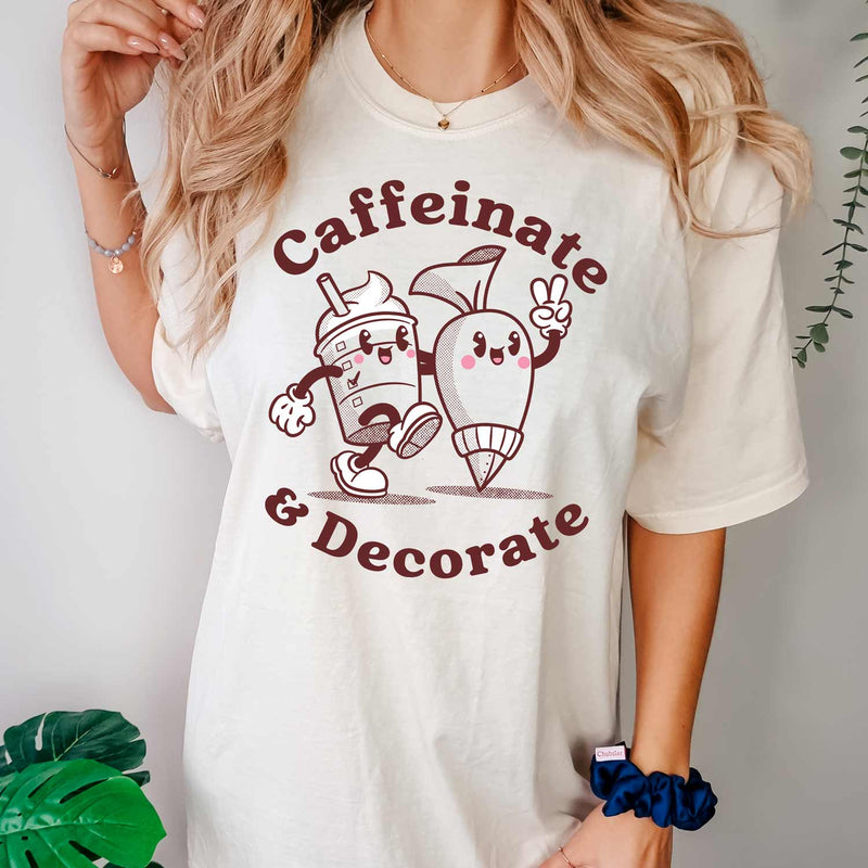 Caffeinate & Decorate Ivory Unisex Shirt | Semi Sweet Designs