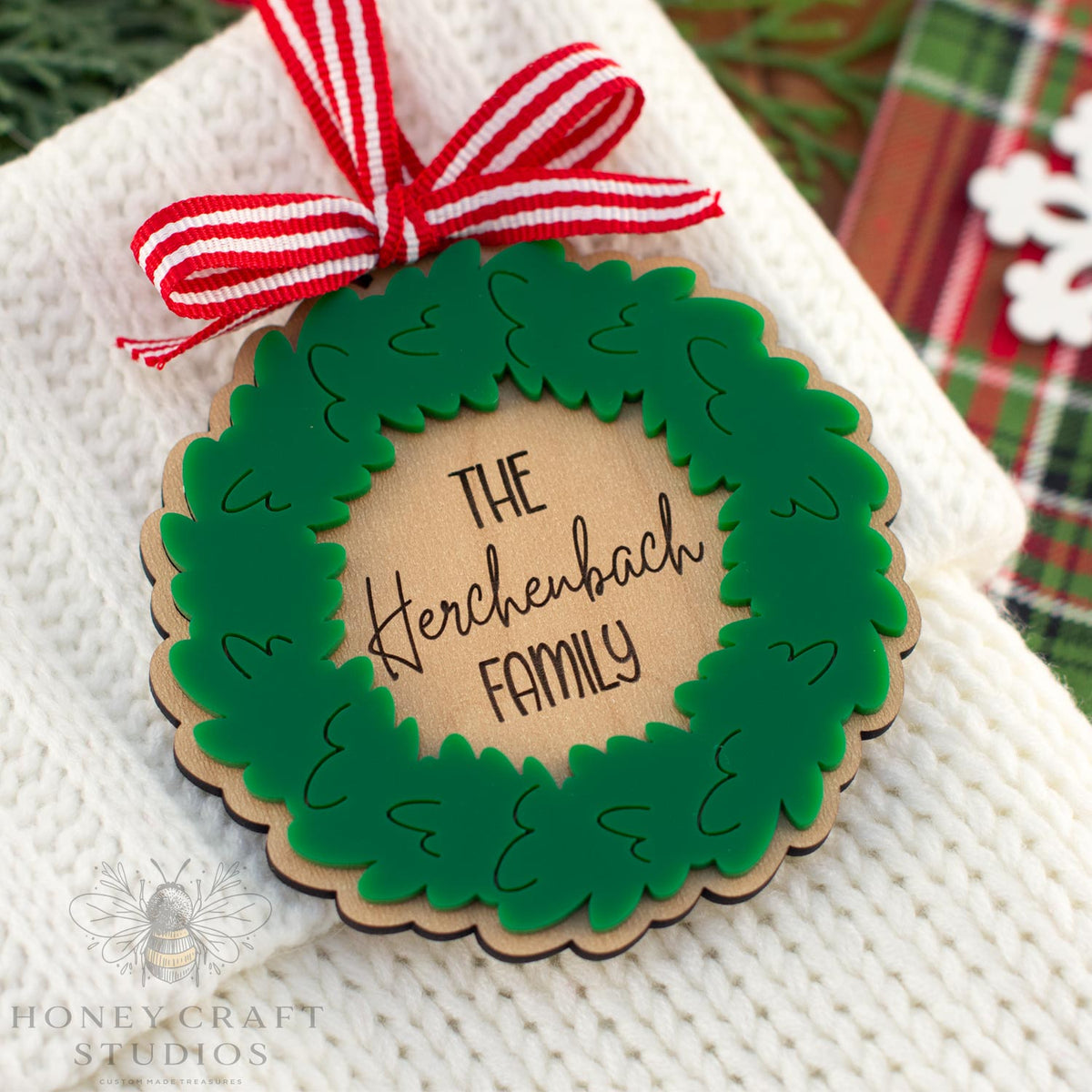 Personalized Christmas Wreath Ornament