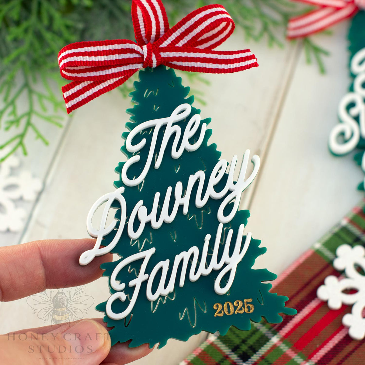 Personalized Family Christmas Tree Ornament 2026 – Custom Acrylic Holiday Keepsake