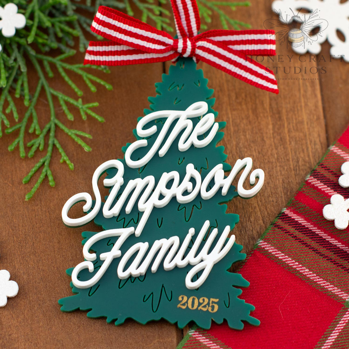 Personalized Family Christmas Tree Ornament 2026 – Custom Acrylic Holiday Keepsake
