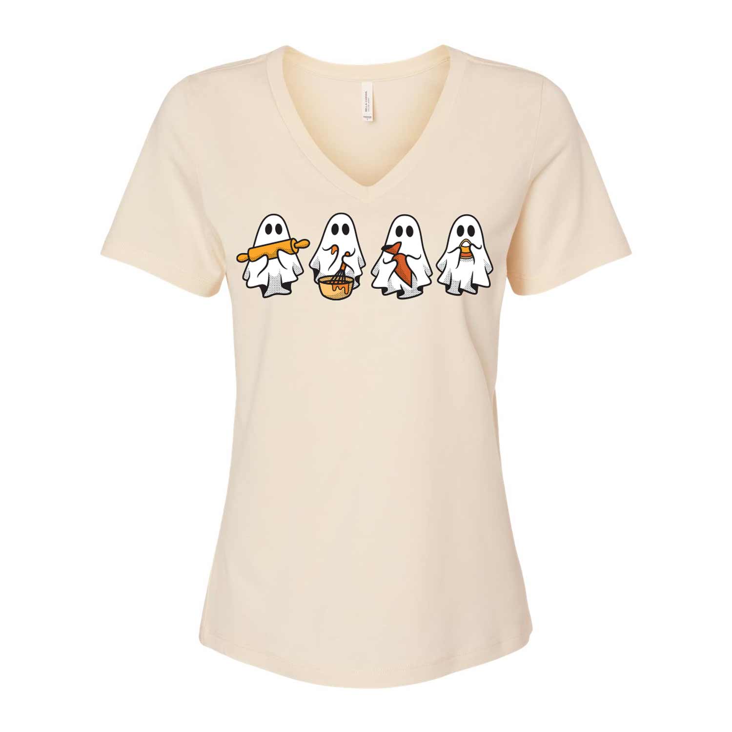 Cookie Decorating Ghosts Ladies V-Neck T-Shirt