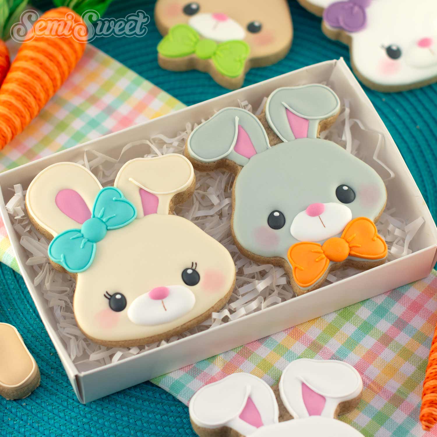 2-Piece Wide Bunny Heads Cookie Cutter Set