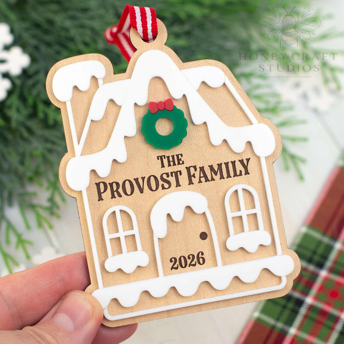 Personalized Gingerbread House Ornament | Custom Family Christmas