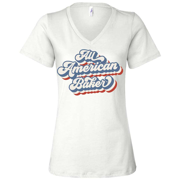 All American Baker Ladies V-Neck T-Shirt
