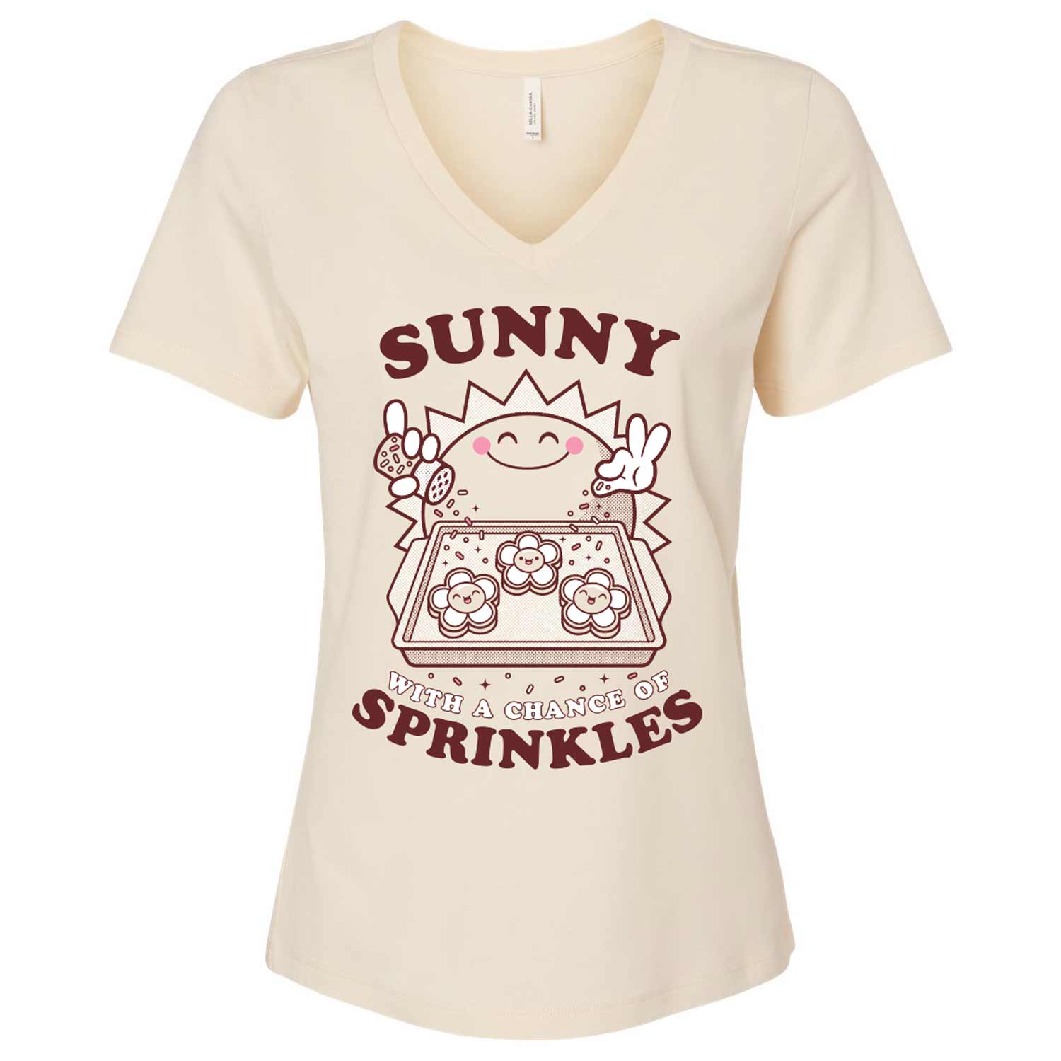 Sunny with a Chance of Sprinkles Ladies V-Neck Shirt | Semi Sweet Designs
