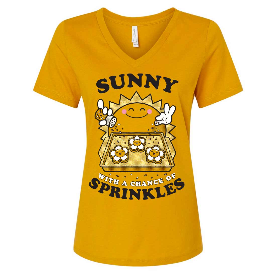 Sunny with a Chance of Sprinkles Ladies V-Neck T-Shirt