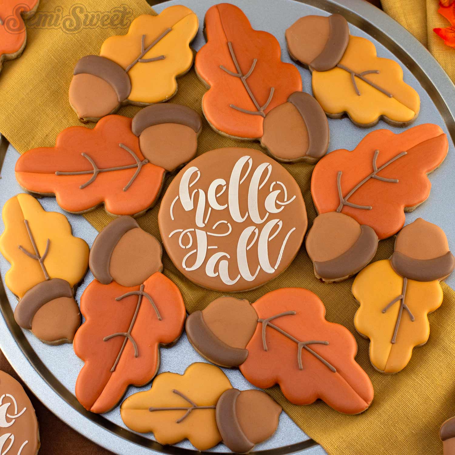 Acorn & Leaves Cookie Platter Set