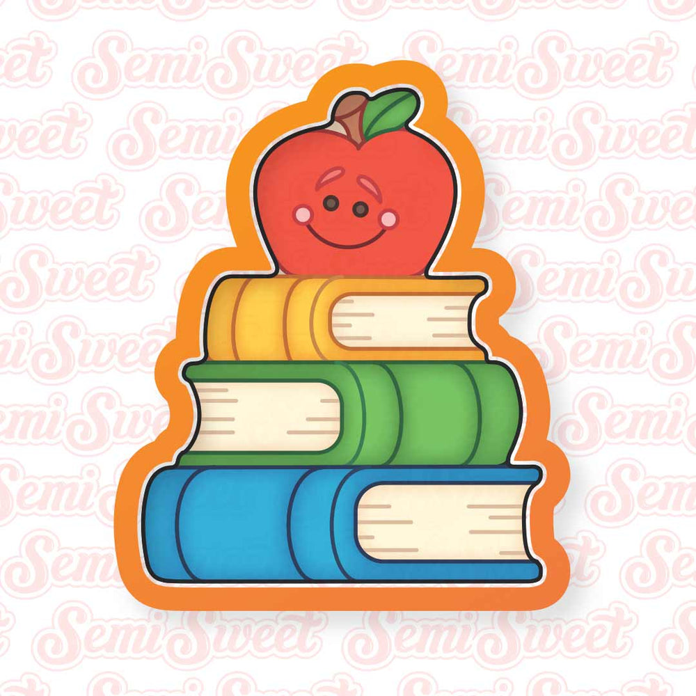 Book Stack Cookies Apple with Stack of Books Cookie Cutter
