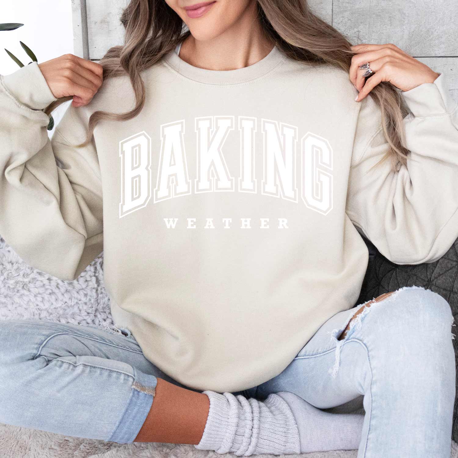 Baking Weather White Ink Unisex Sweatshirt