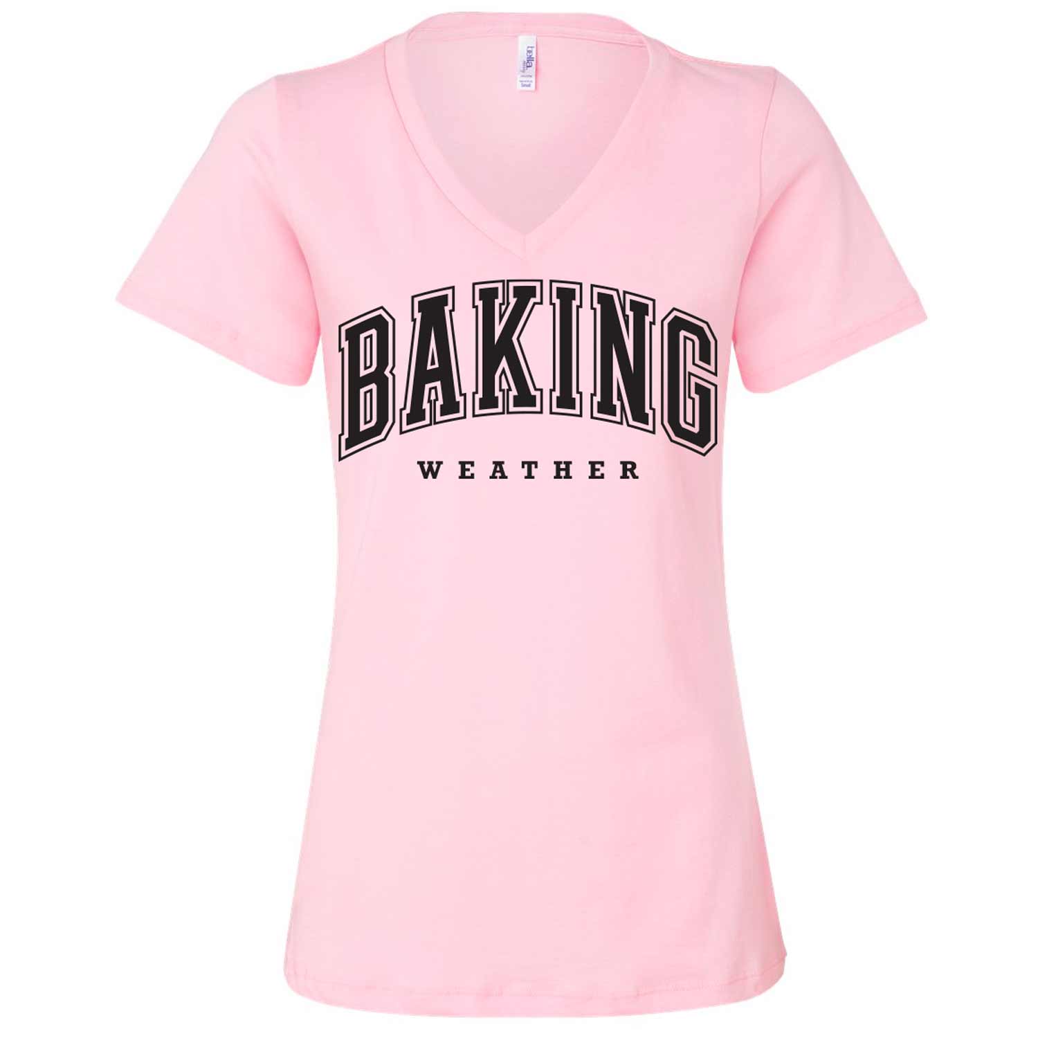 Baking Weather Black Ink Ladies V-Neck T-Shirt